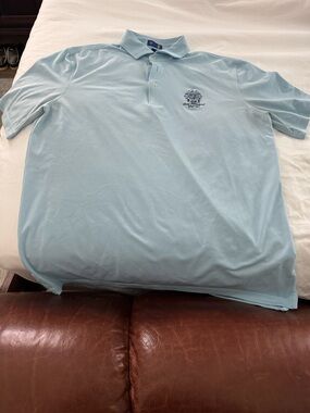 Stitch Light Blue Polo Shirt with Embroidered Crest Trump national golf course